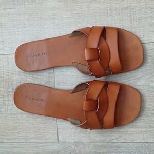 Brown strappy sandal slides by Tahari 9